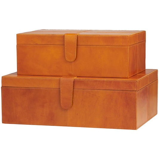 Brownsburg 2 Piece Handmade Faux Leather Decorative Box Set