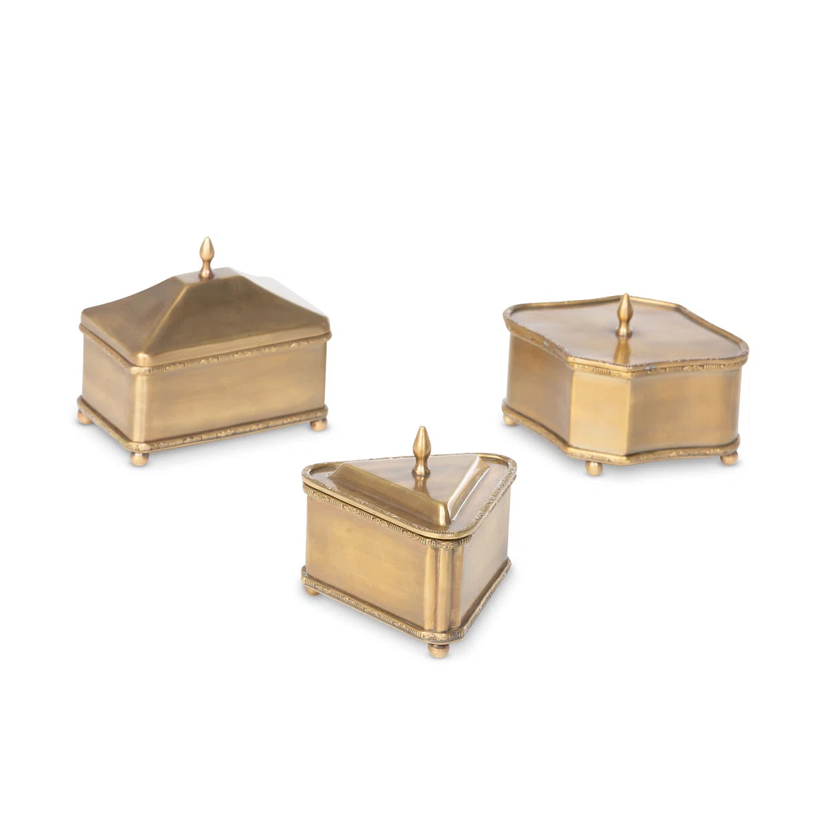 3 Piece Brass Decorative Box Set (Set of 3)