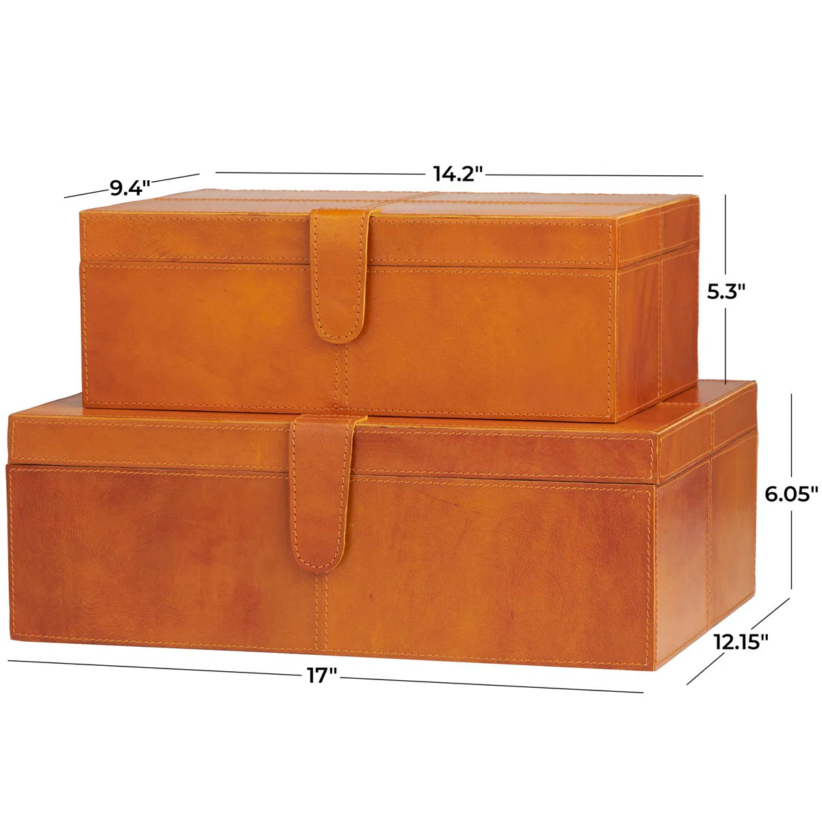 Brownsburg 2 Piece Handmade Faux Leather Decorative Box Set